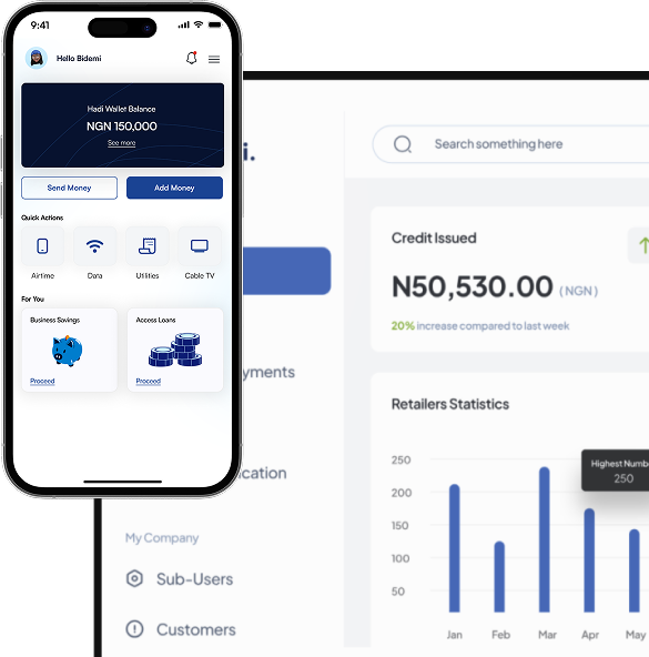 Mobile and desktop dashboard showing financial interface